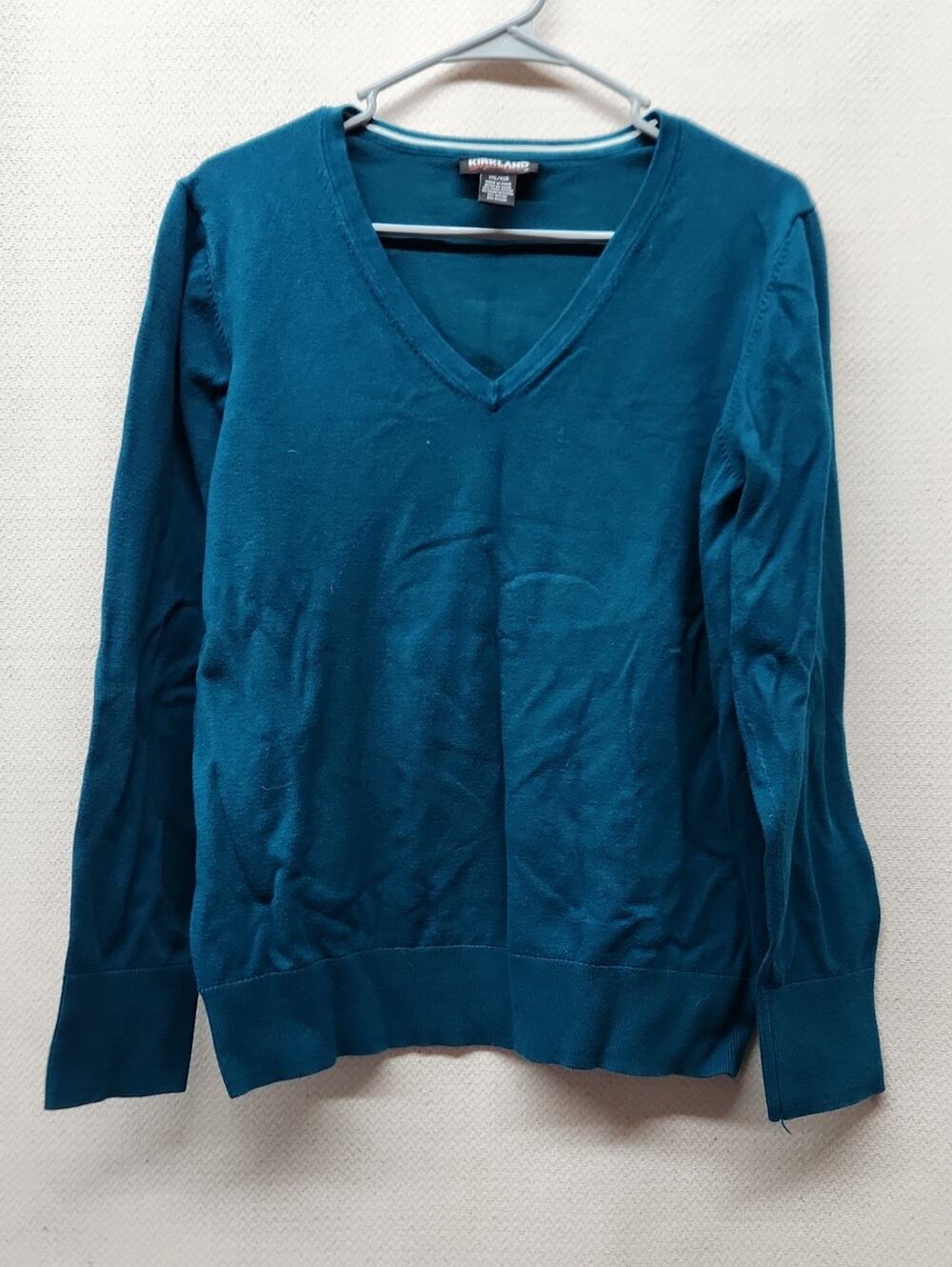 Kirkland Signature Women's Deep Teal V-Neck Sweater